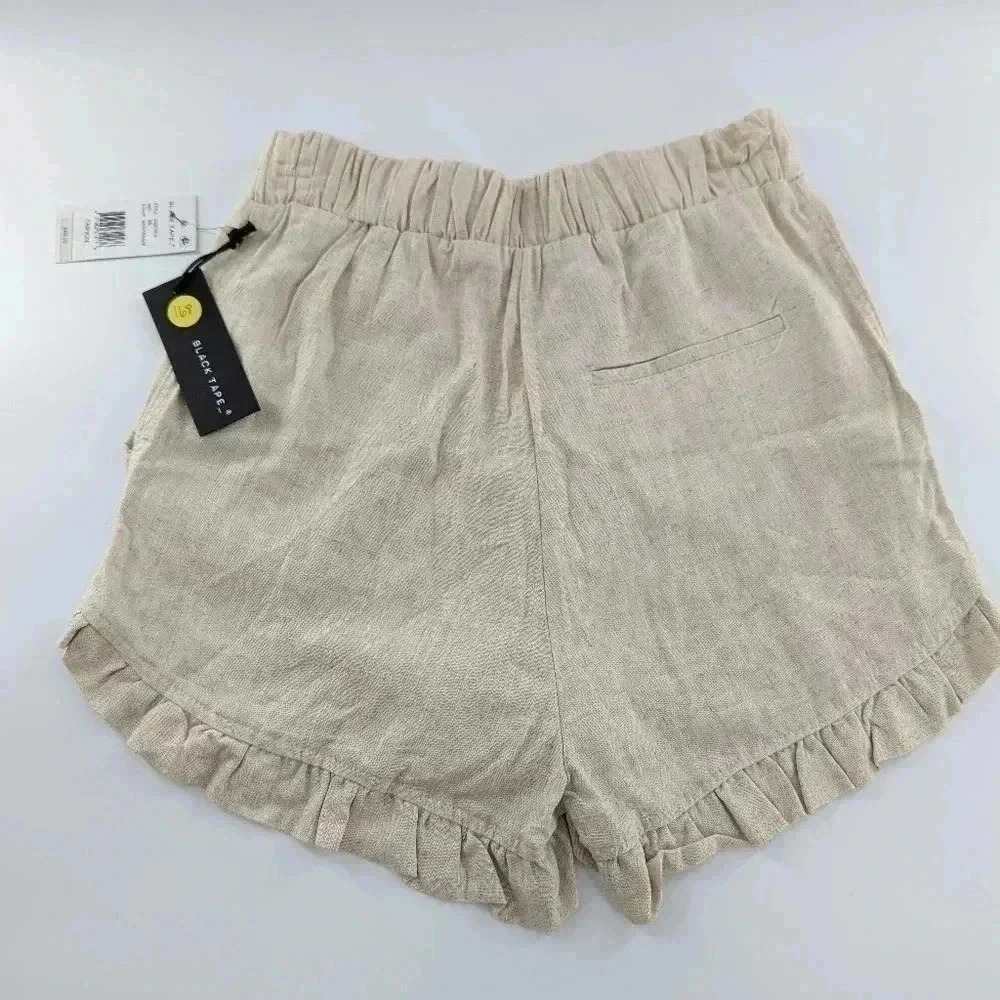 Women High Elastic Waisted Pleated Ruffle Casual Shorts Women Loose Wide Leg XS - Picture 5 of 12